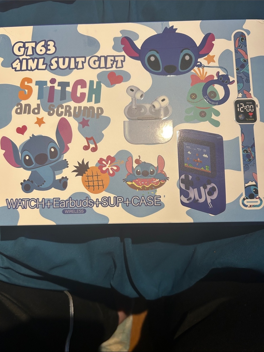 Blue 'Stitch and Scrump' GT63 4-in-1 Kids Watch + Earbuds + Game Console + Case